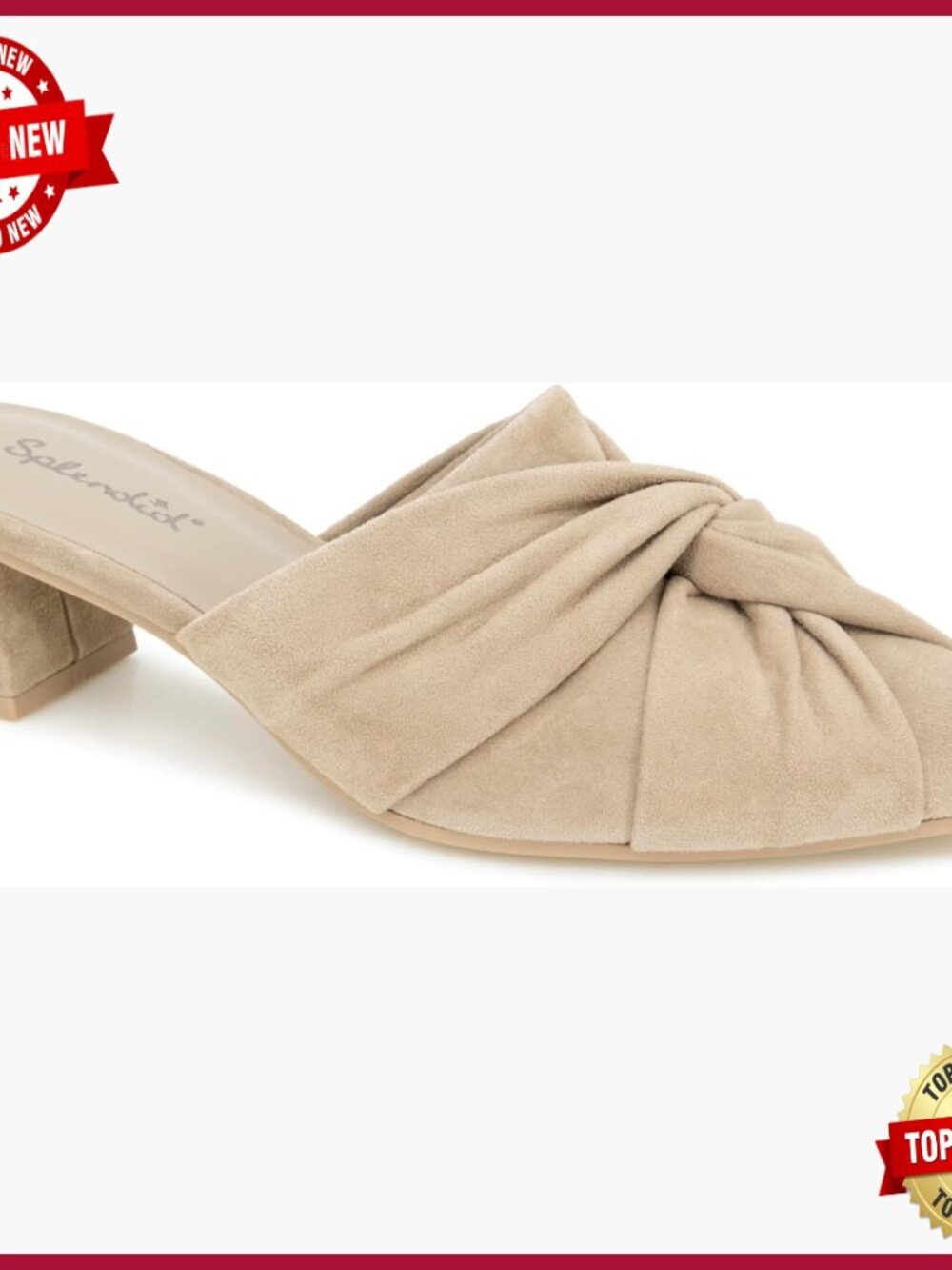 Genuine Suede Mules with Block Heel, Pointed Toe, Formal Occasion Shoes